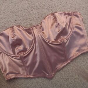 Pink Stretch Satin Bustier Corset Top